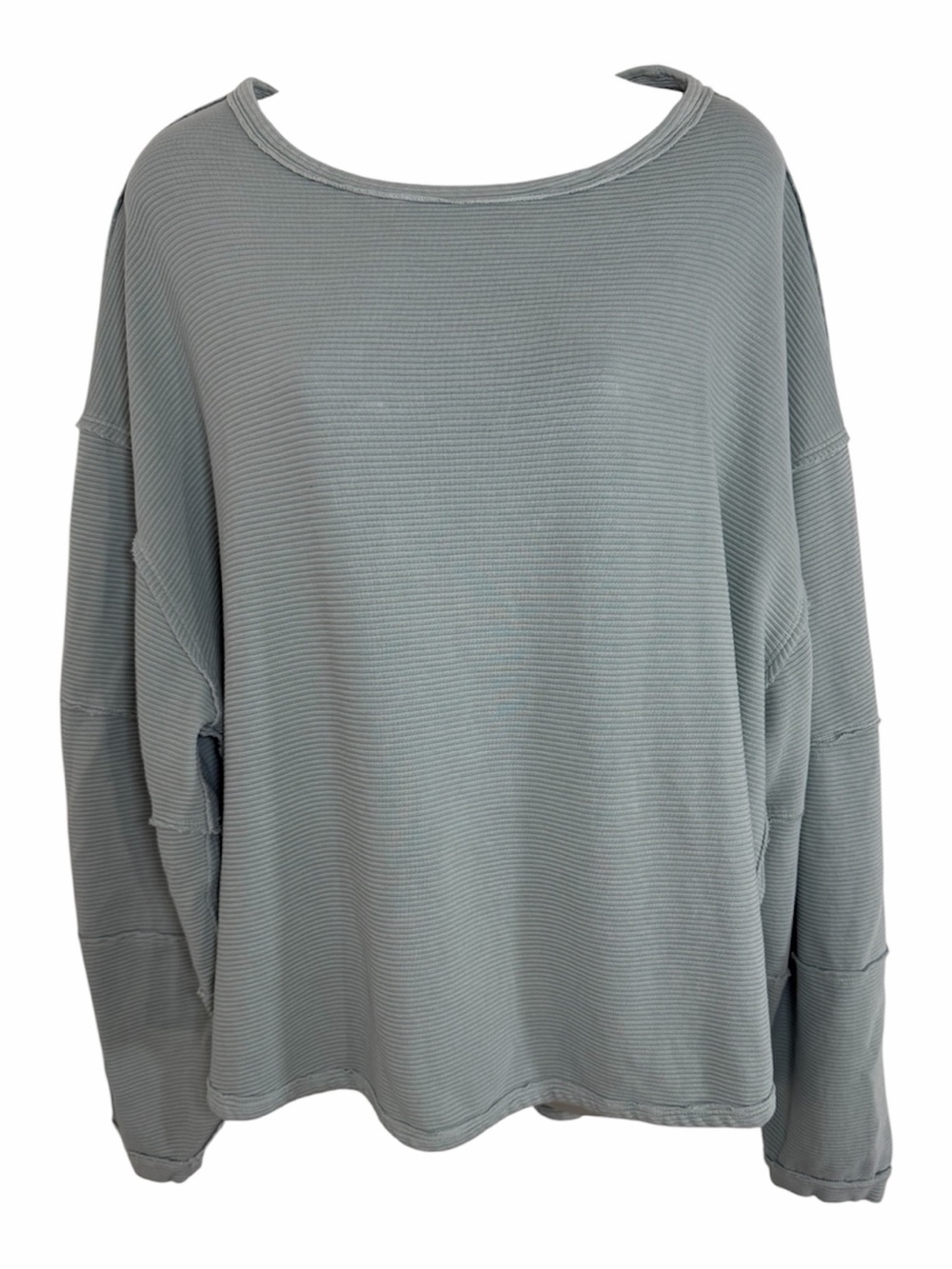 Free People We The Free Malibu Thermal Oversized Top L Sage Gray Ribbed Nexk